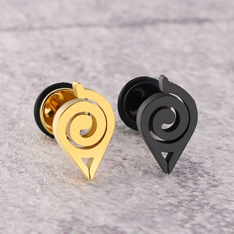 Boucles d'oreilles en acier inoxydable de haute qualité Naruto Anime pour femmes or argent couleur noire oreille bijoux cadeaux