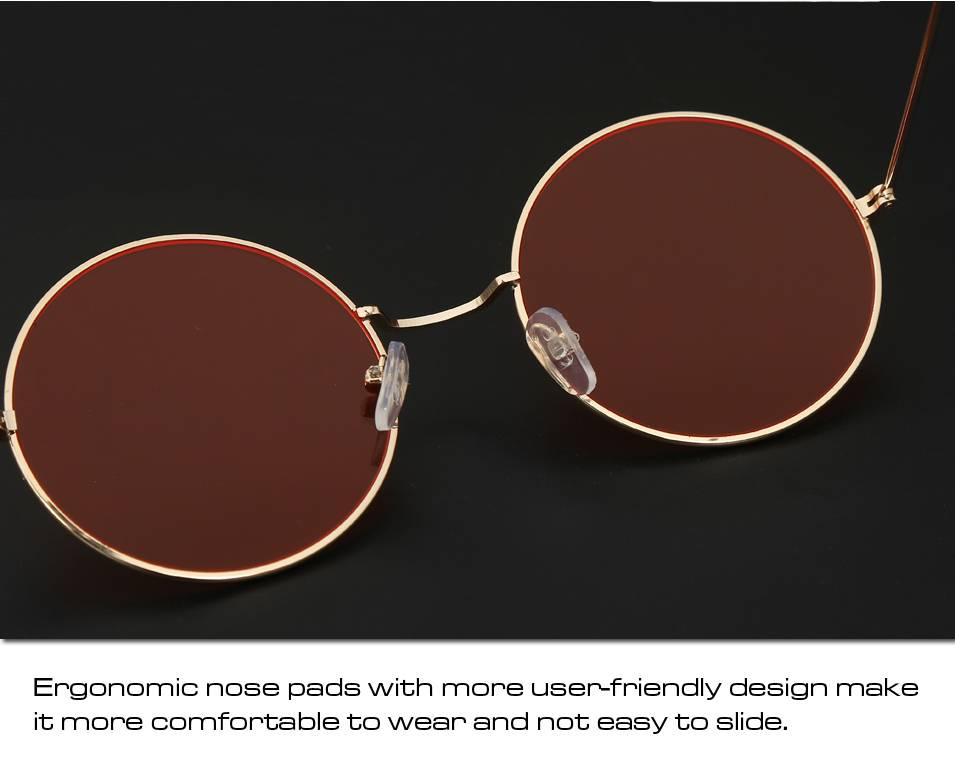Vintage rond lunettes de soleil femmes océan couleur lentille miroir lunettes de soleil femme marque Design métal cadre cercle lunettes Oculos UV400
