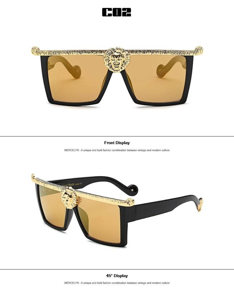 Mode rétro luxe lionne lunettes de soleil pour femmes et hommes Vintage Lion carré Designer marque Glamour dames lunettes de soleil