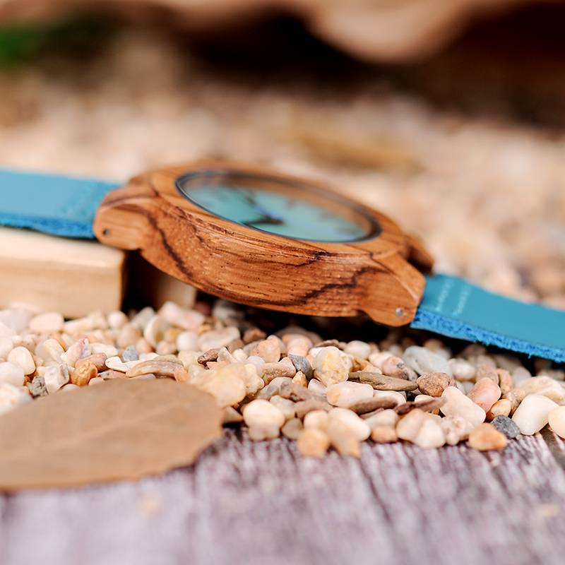 BOBO oiseau femmes montres zèbre en bois montres bleu Turquoise hommes montre amoureux grands cadeaux Relogio Masculino livraison directe