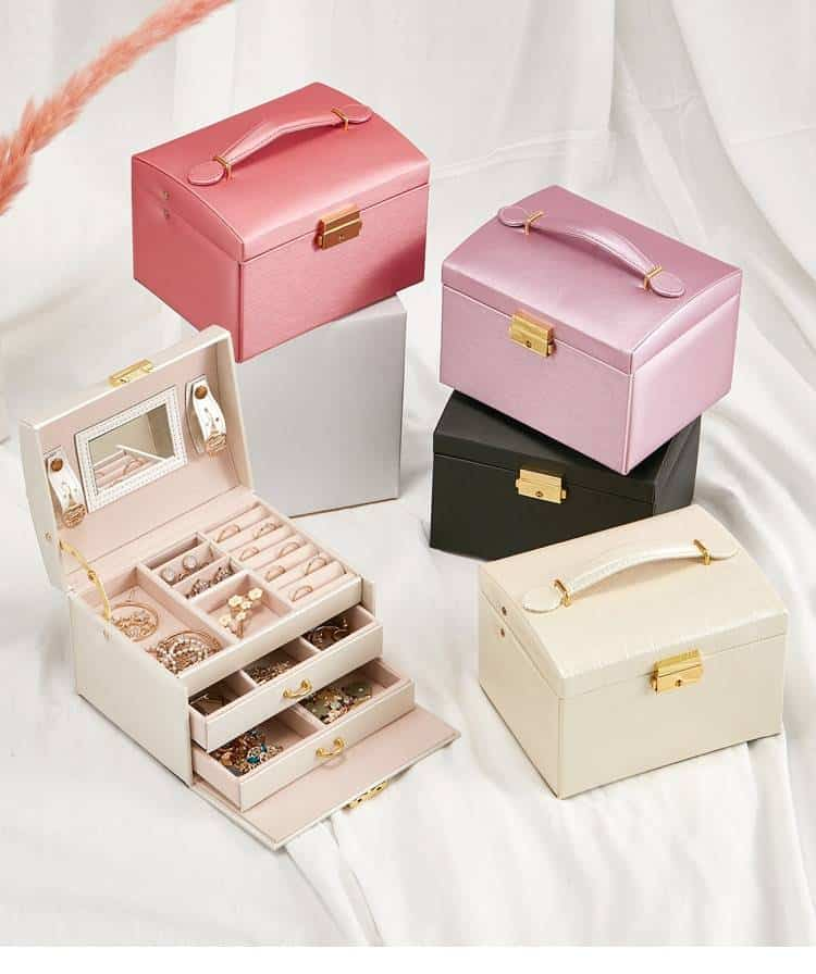 Boîte à bijoux de style princesse boîte à bijoux en cuir boîte à cosmétiques boite à bijoux haut de gamme organisateur de bijoux cadeau d'anniversaire cadeau de mariage