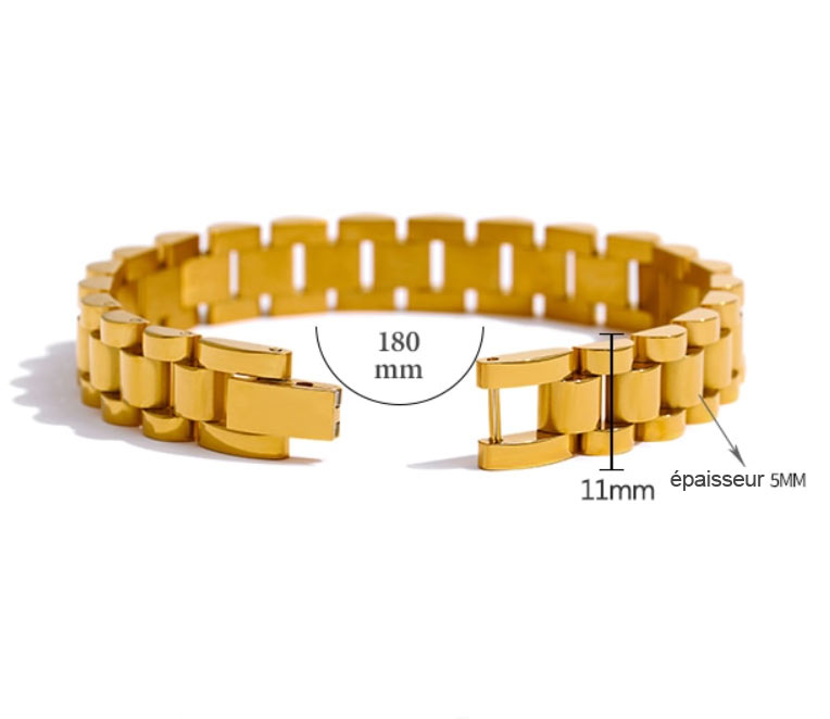 Dimension du bracelet en chaîne plaque or 18 carats