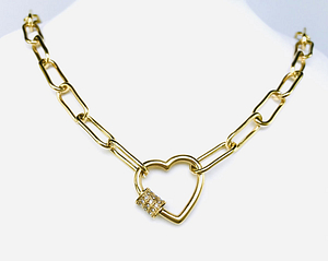 Chaîne pendentif avec cadenas coeur or