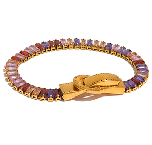 Bracelet femme zircon couleur fermoir-or-boucle-ceinture
