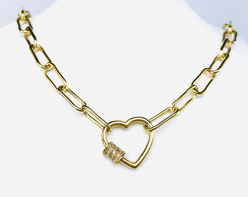Chaîne pendentif avec cadenas coeur or