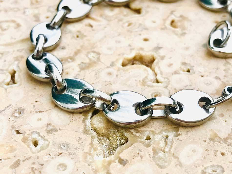 Bracelet Chaine Maille Grain de Riz en Argent