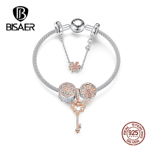 Bracelet Argent Clé forme Cœur incrusté Diamant Zircon Argent BIJOUX FEMME BRACELET FEMME Bracelets