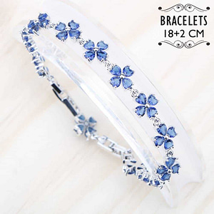 Bracelet Argent – Bijoux Zircon AAA Bleu Design Trèfle BRACELET FEMME Bracelet Femme Argent Bracelet Femme Luxe