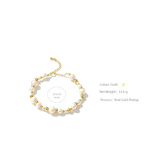 Bracelet Perles Naturelles Femmes – Bijou Breloque Tendance Plaqué Or BIJOUX FEMME Bracelet Breloque Femme