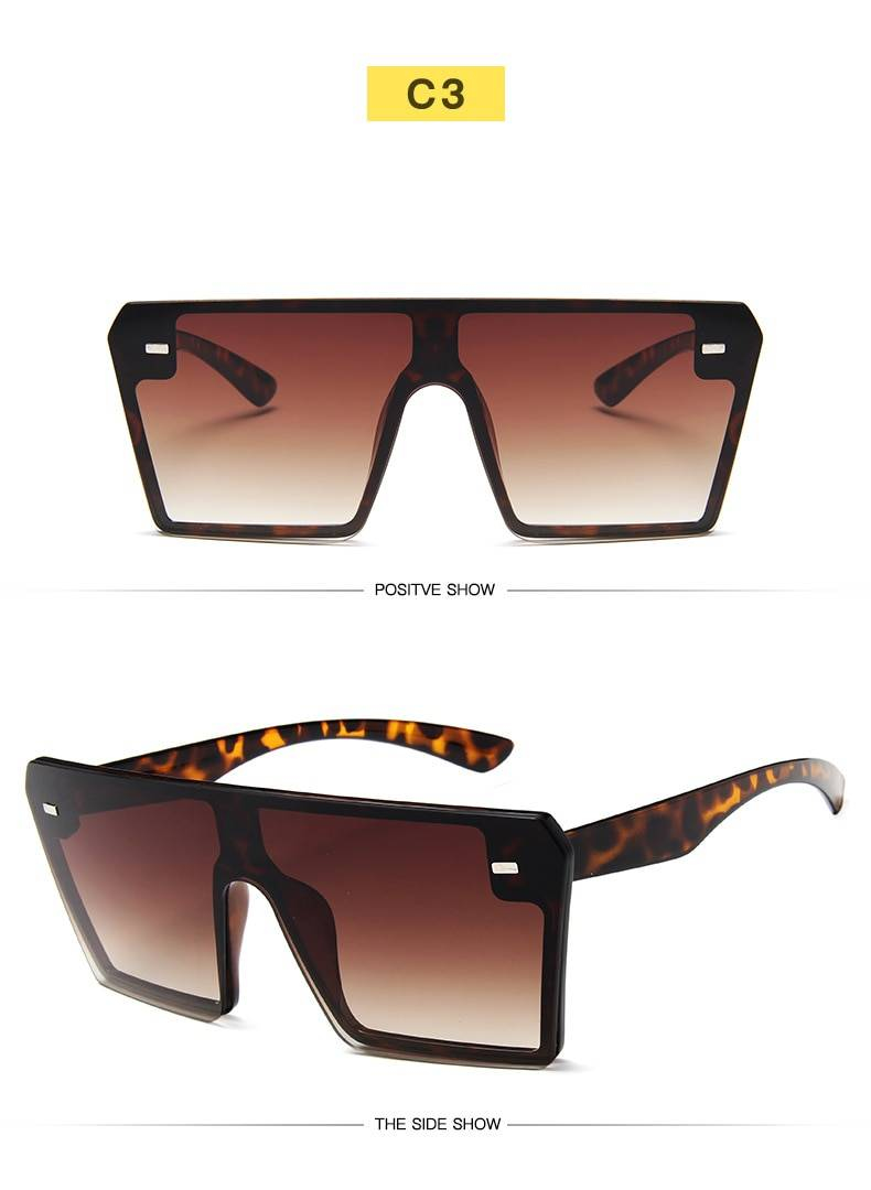 2019 lunettes de soleil carrées surdimensionnées femmes mode haut plat dégradé lunettes de soleil hommes sans monture grand cadre Oculos UV400 Points