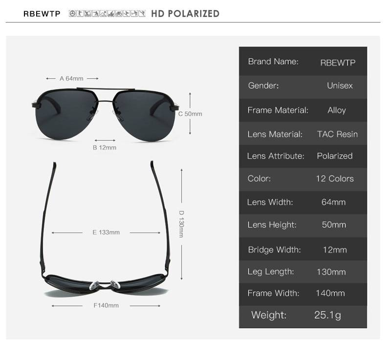 RBEWTP nouveau 2019 alliage cadre classique pilote hommes lunettes de soleil polarisé revêtement miroir cadre lunettes aviation lunettes de soleil pour les femmes