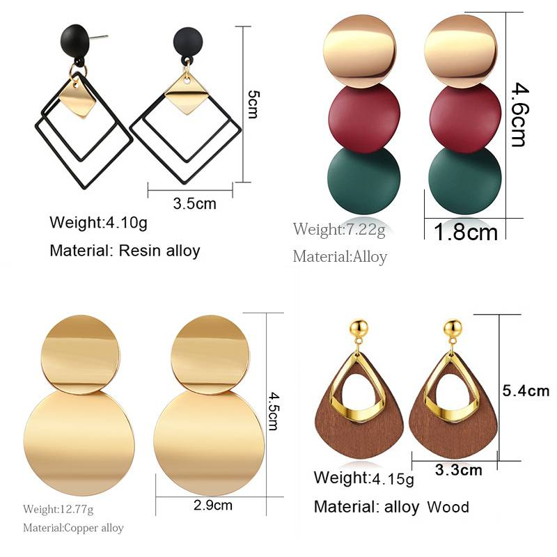 Nouveau coréen acrylique boucles d'oreilles pour les femmes déclaration Vintage géométrique or balancent goutte boucles d'oreilles 2019 femme mariage mode bijoux