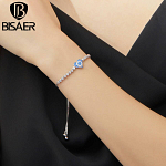 Bracelet Luxe Argent 925 “Joli Cœur Bleu” Femme BIJOUX FEMME BRACELET FEMME Bracelets Bracelets Chaînes