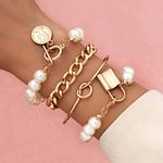 Bracelet Breloque Perles Médaille Or Femmes BIJOUX FEMME Bracelet Breloque Femme