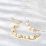 Bracelet Perles Naturelles Femmes – Bijou Breloque Tendance Plaqué Or BIJOUX FEMME Bracelet Breloque Femme