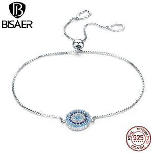 Bracelet Rosace Bleue en Argent Véritable Argent BIJOUX FEMME BRACELET FEMME Bracelets