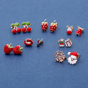 Boucle d’Oreille Forme Fruit Rouge, Noël, et Cadeau Ado Boucles d'Oreilles