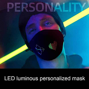 Masque Affichage Motif LED Coton Bluetooth Recharge USB Masque Masque Covid Avec Strass