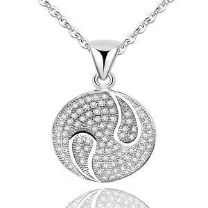 Collier Argent Diamant Zircon pendentif Yin Yang BIJOUX FEMME COLLIER PENDENTIF FEMME Colliers