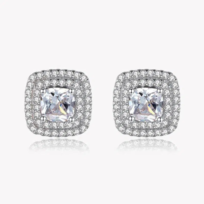 Clous D’oreille Argent 925 Diamant Zirconium BIJOUX FEMME Boucles d'Oreilles Clous
