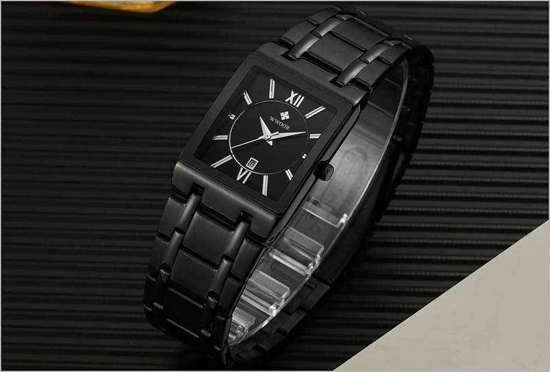 Hommes montres haut marque de luxe WWOOR or noir carré Quartz montre hommes 2019 étanche or mâle montre-bracelet hommes montres 2019