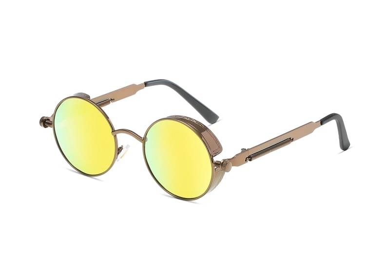 Classique gothique Steampunk lunettes de soleil polarisées hommes femmes marque concepteur Vintage rond en métal cadre lunettes de soleil de haute qualité UV400