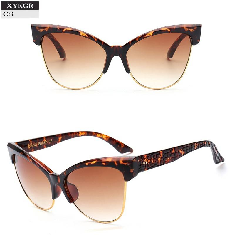 XYKGR rétro sexy lunettes de soleil yeux de chat marque de mode concepteur femmes boîte noire léopard lunettes de soleil UV400 hommes et femmes lunettes