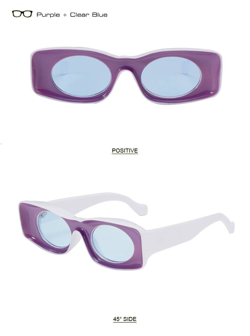 SHAUNA Double couleurs Ins populaire mode Rectangle lunettes de soleil femmes mode Concave cadre bonbons couleurs hommes nuances UV400