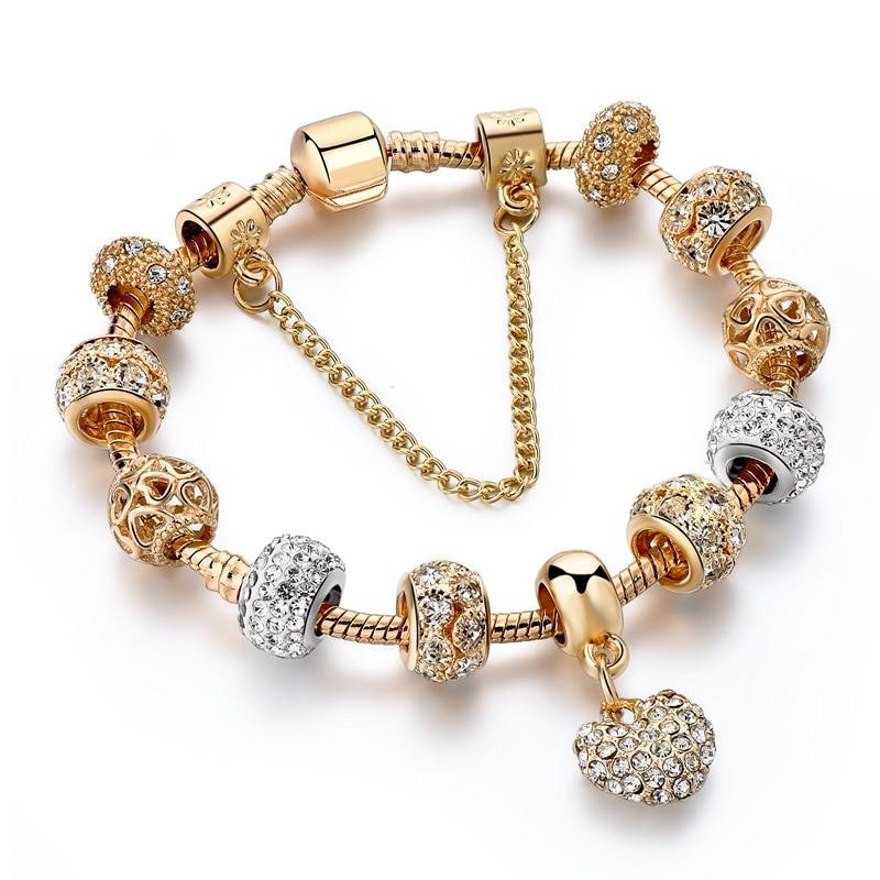 ATTRACTTO luxe cristal coeur bracelets porte-bonheur & bracelets or bracelets pour femme bijoux Pulseira Feminina Bracelet Sbr170020