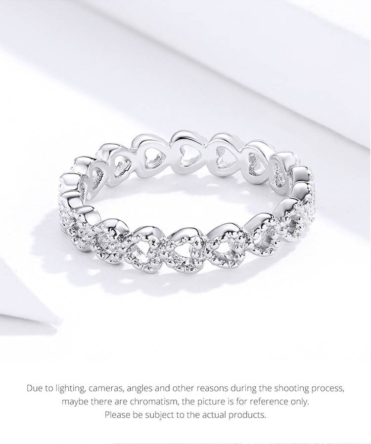 BAMOER romantique couleur argent coeur à coeur anneau AAA zircone pas cher anneaux pour femmes bijoux de mariage livraison directe PA7223