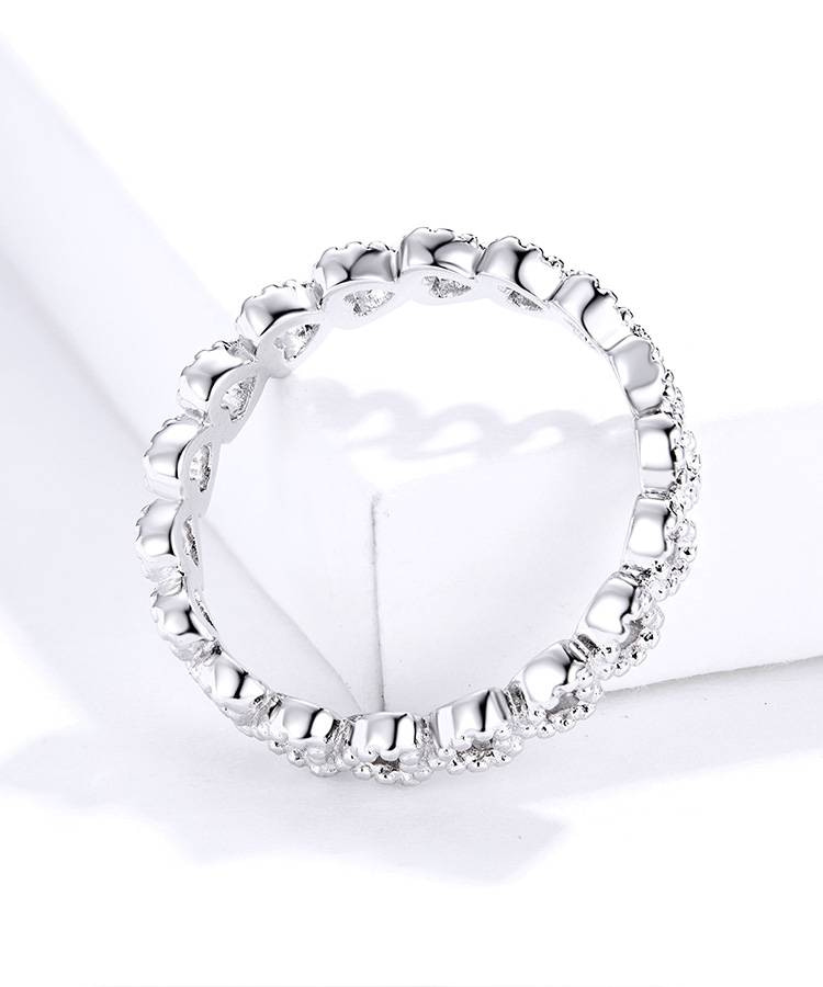 BAMOER romantique couleur argent coeur à coeur anneau AAA zircone pas cher anneaux pour femmes bijoux de mariage livraison directe PA7223