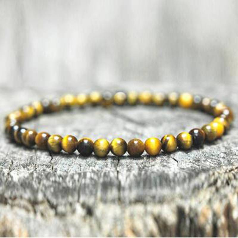 Noter minimaliste 4mm petites perles Bracelet pour hommes femmes opale naturelle oeil de tigre obsidienne Malachite pierre Braslet main bijoux