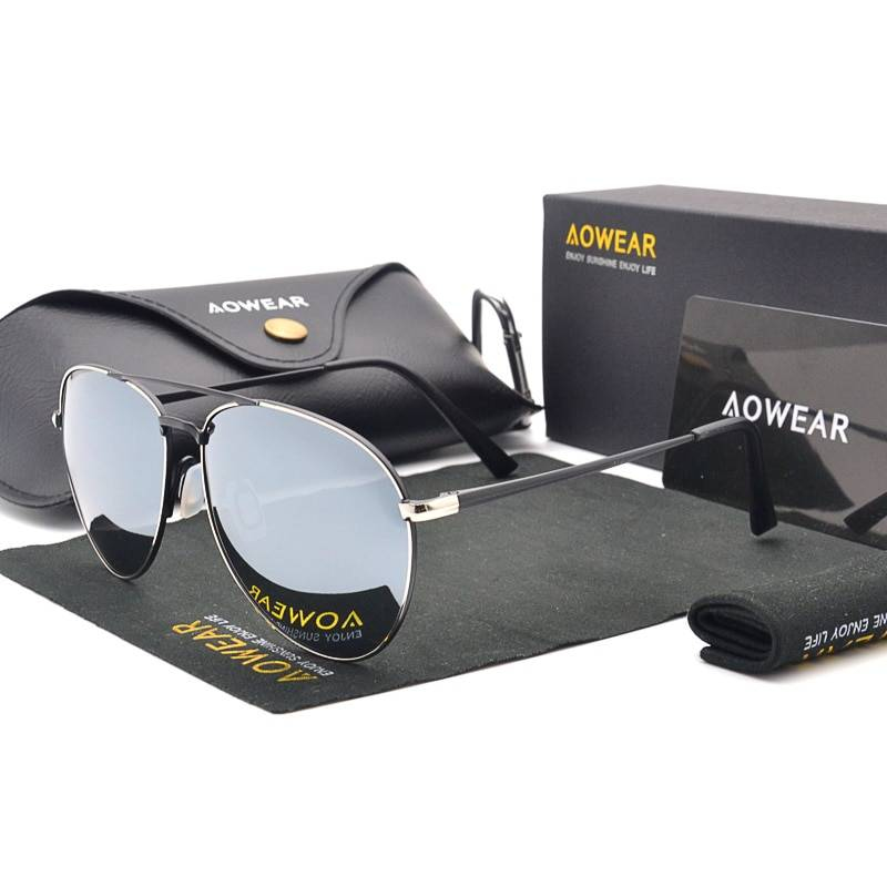 AOWEAR marque Designer Aviation lunettes de soleil hommes polarisés miroir conduite lunettes pilote lunettes de soleil femmes HD Aviation nuances Gafas