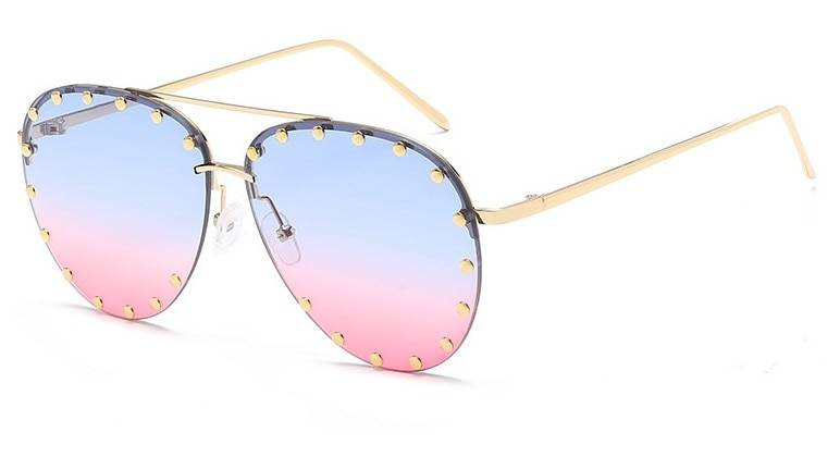 45202 dames métal Rivet pilote lunettes de soleil femmes luxe personnalité lunettes concepteur lunettes nuances UV400