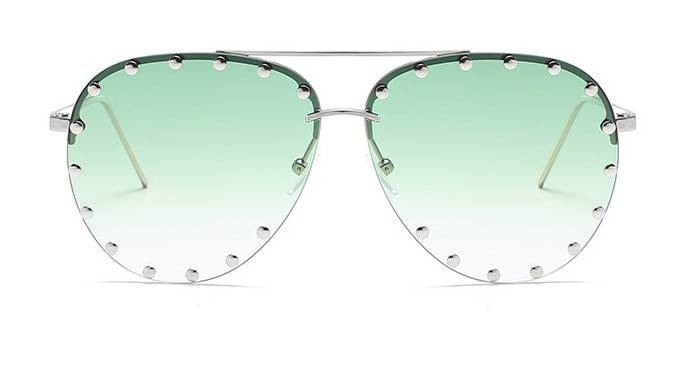 45202 dames métal Rivet pilote lunettes de soleil femmes luxe personnalité lunettes concepteur lunettes nuances UV400