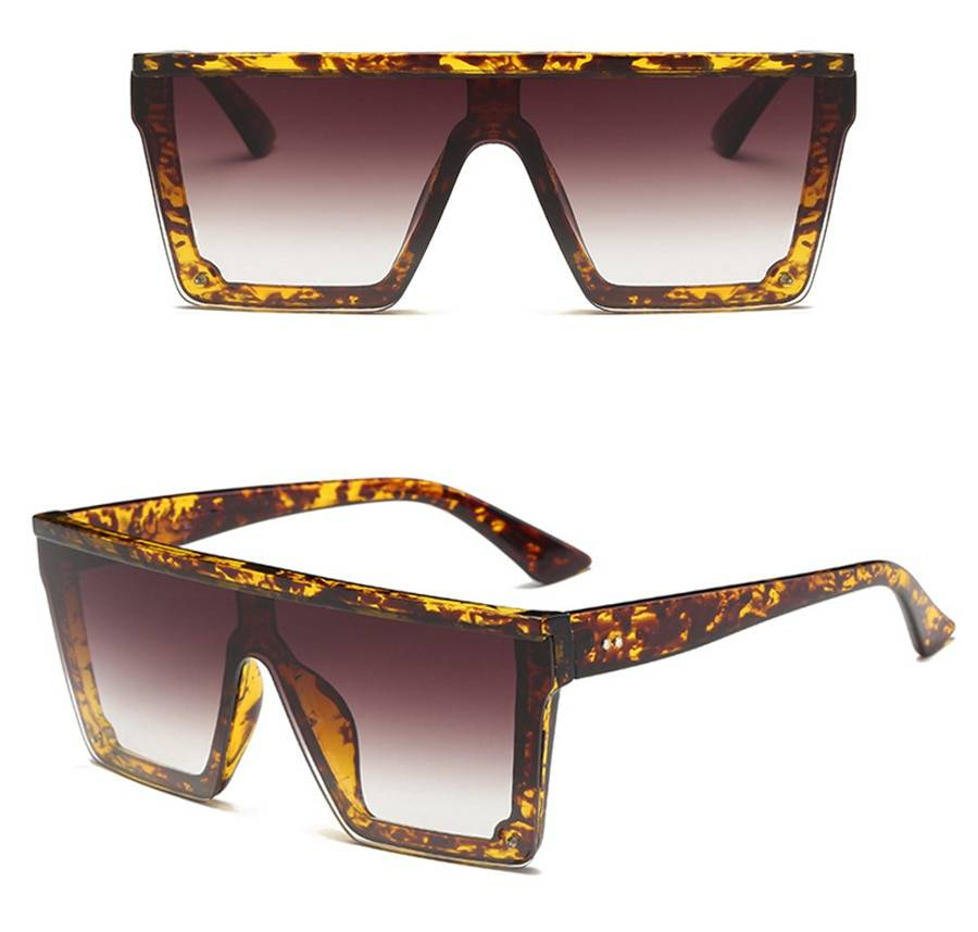 2020 lunettes de soleil surdimensionnées femmes grand cadre carré plat haut Rivet dégradé lentille lunettes de soleil femme hommes Vintage miroir nuances UV400