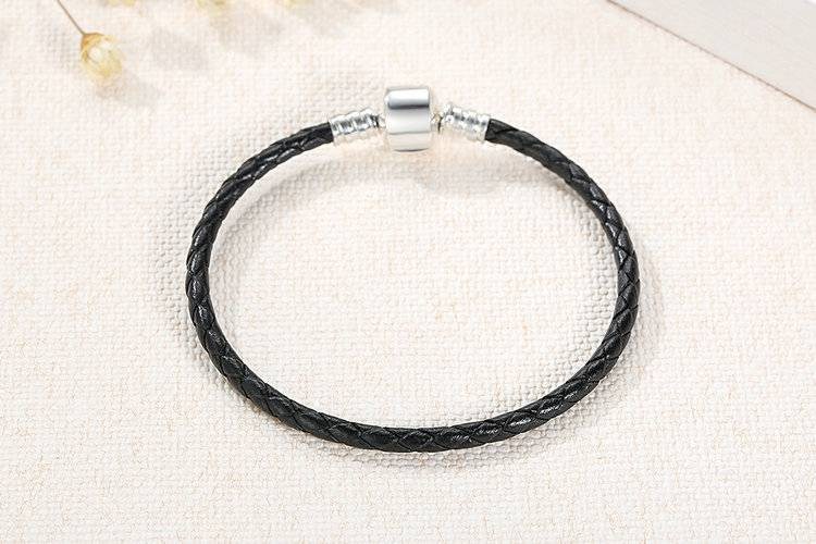BISAER populaire 925 en argent Sterling Bracelets en cuir véritable avec chaîne de serpent unisexe bracelet à bricoler soi-même bijoux de mode WEUS911