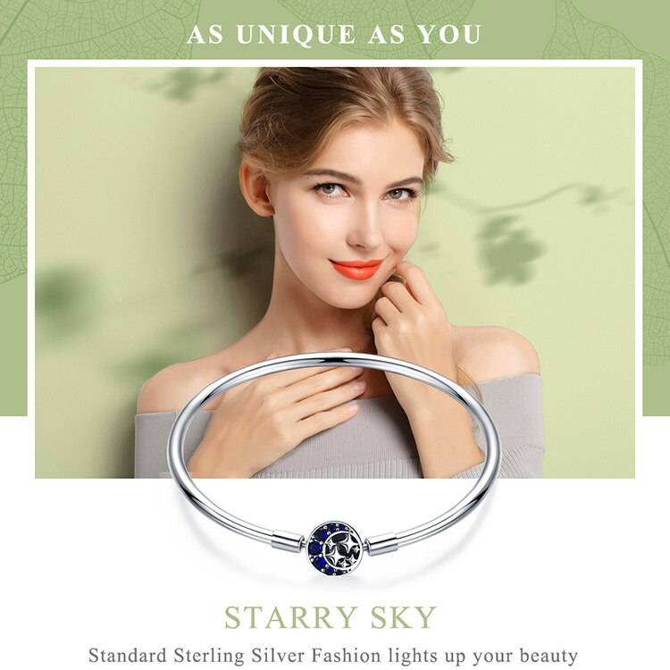 Bracelet Femme 925 argent Sterling lune et étoile