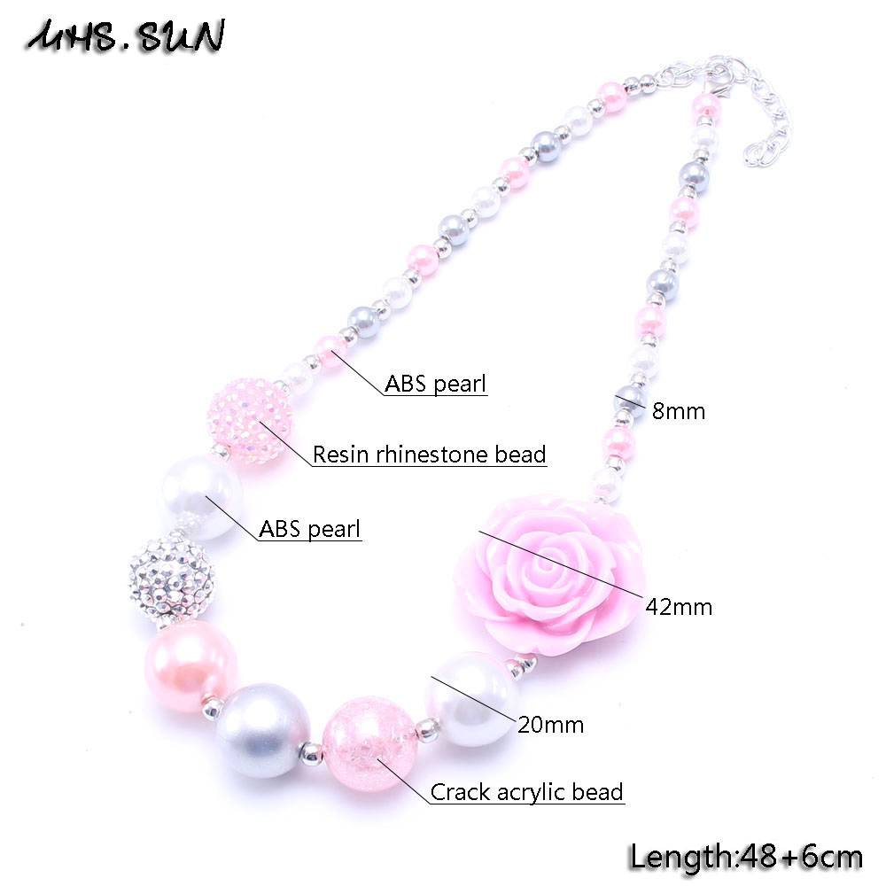 MHS. SUN nouvelle conception gris + rose fleur enfant collier épais Bubblegum perle bébé fille collier épais bijoux pour les enfants en bas âge