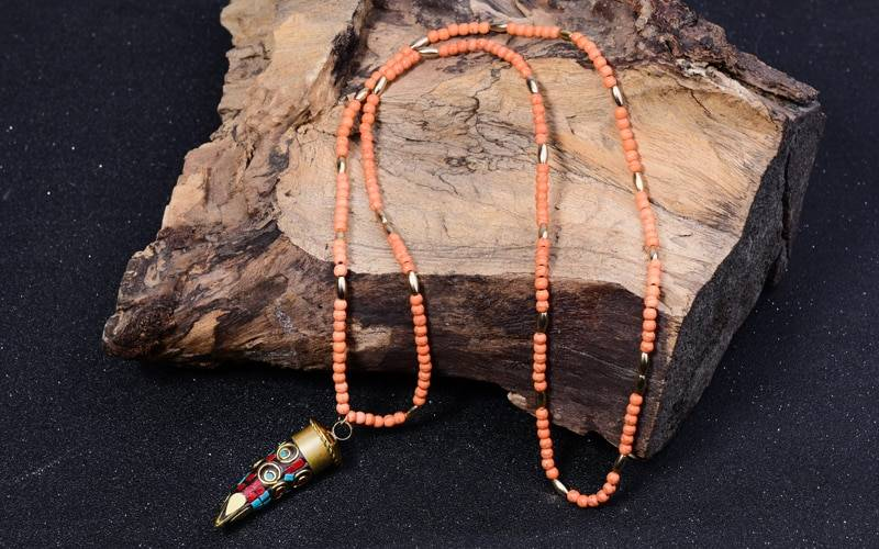 Lune fille népal corne ethnique Long Collier mode déclaration à la main Boho pendentif Collares Vintage Collier Femme Chic bijoux