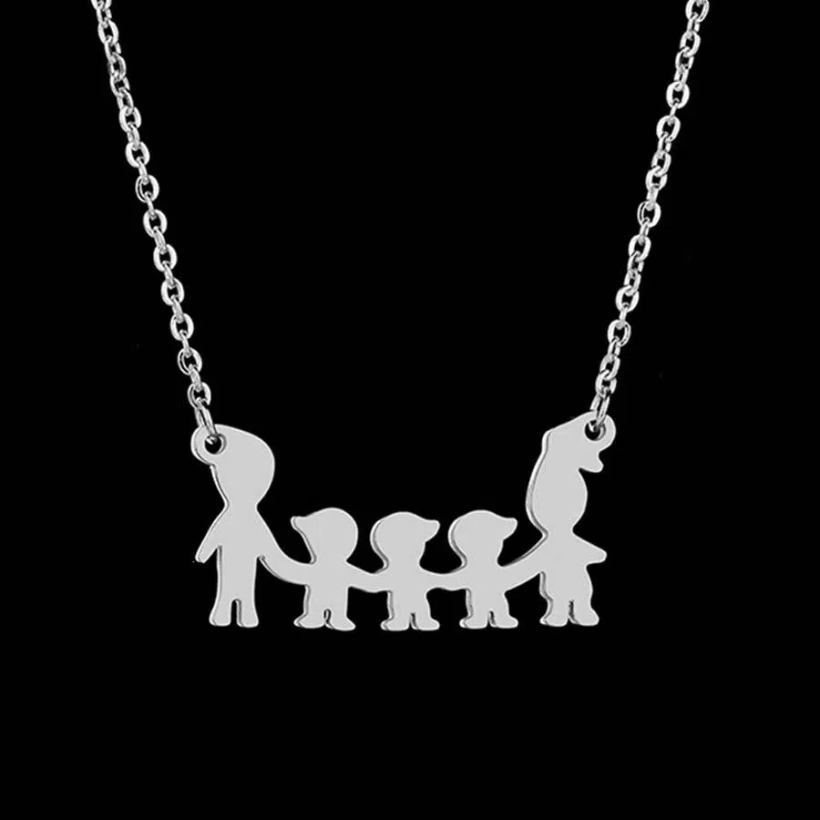 HOBBORN belle femmes pendentifs et colliers en acier inoxydable 316L enfant mère famille Serise pendentif femme collier Bijoux