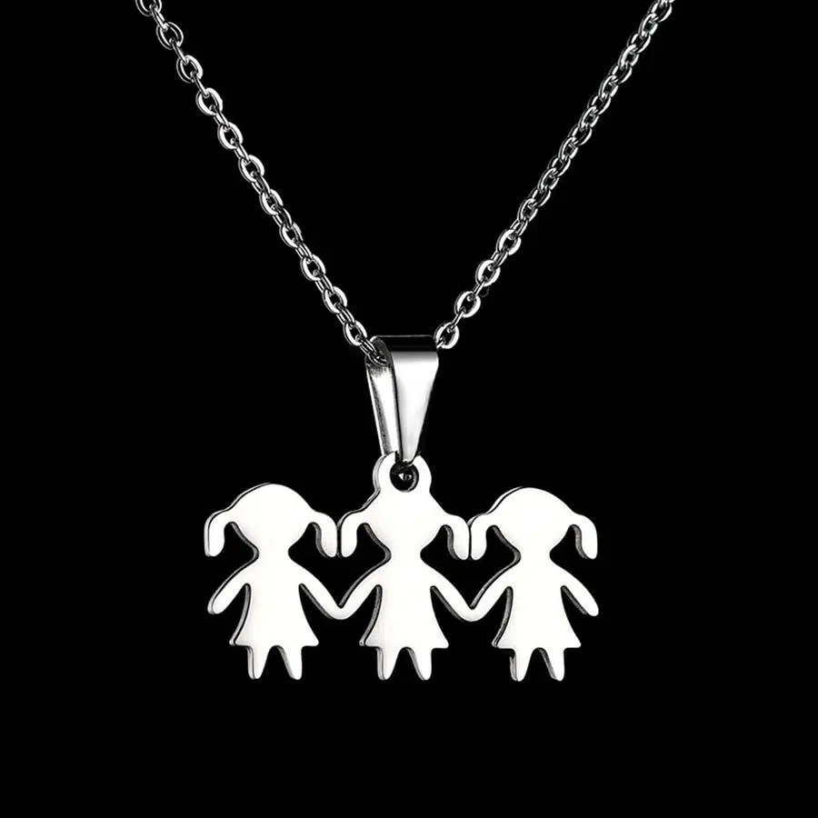 HOBBORN belle femmes pendentifs et colliers en acier inoxydable 316L enfant mère famille Serise pendentif femme collier Bijoux