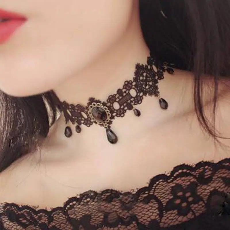 2017 mode gothique victorien cristal gland tatouage collier ras du cou en dentelle noire collier ras du cou Vintage femmes bijoux de mariage