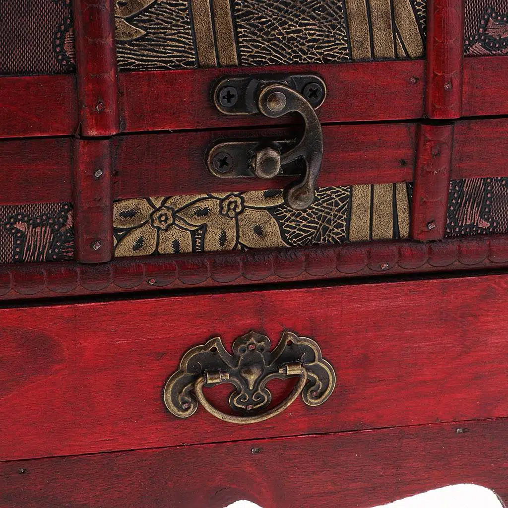 Fait à la main bois Vintage chinois boîte à bijoux avec serrure asiatique maison décorative anneau collier bibelot organisateur Case 22x16cm