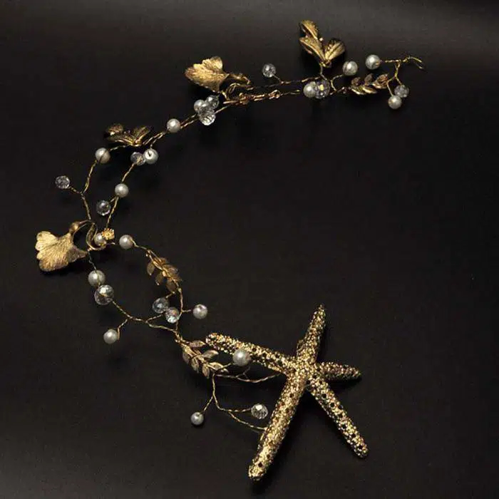 Offre spéciale délicate à la main étoile de mer cristal simulé perles bandeau diadèmes couronne mariée mariée fête de mariage bijoux décoratifs