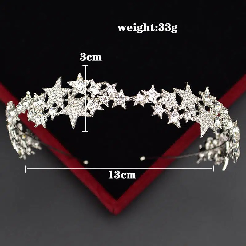 Nouveau Baroque mode étoile couronne strass diadème pour mariée mariage étoile coiffure à la main cristal cheveux accessoires bandeaux