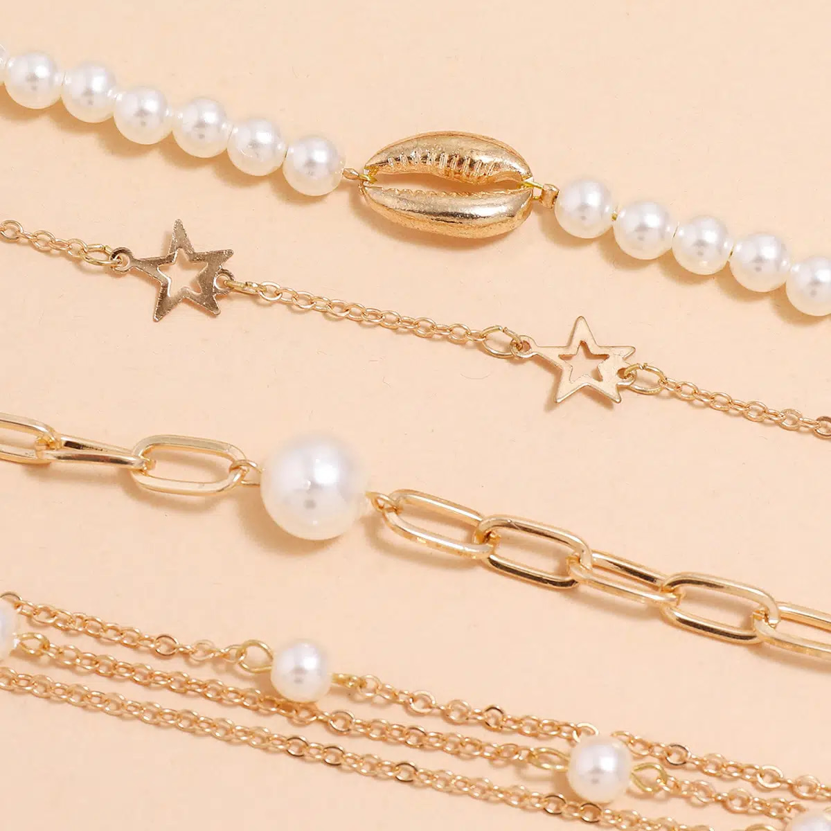 Bracelet Breloque Perles Médaille Or Femmes