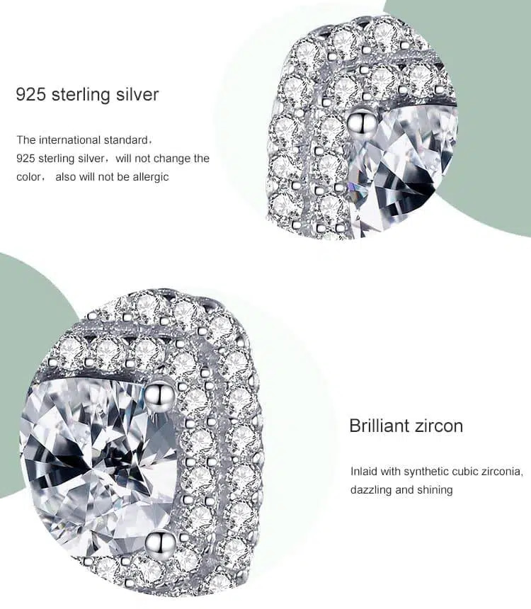 Clous D'oreille Argent 925 Diamant Zirconium