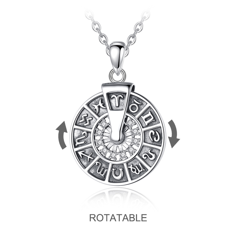 Collier en argent femmes, pendentif 12 signes du zodiaque, bijoux idée cadeaux