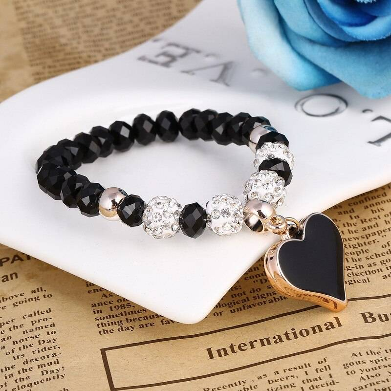 ZOSHI romantique Vintage Bracelets pour femmes coeur pendentif Bracelets avec perles de cristal bling ajustement Pan Bracelets bijoux